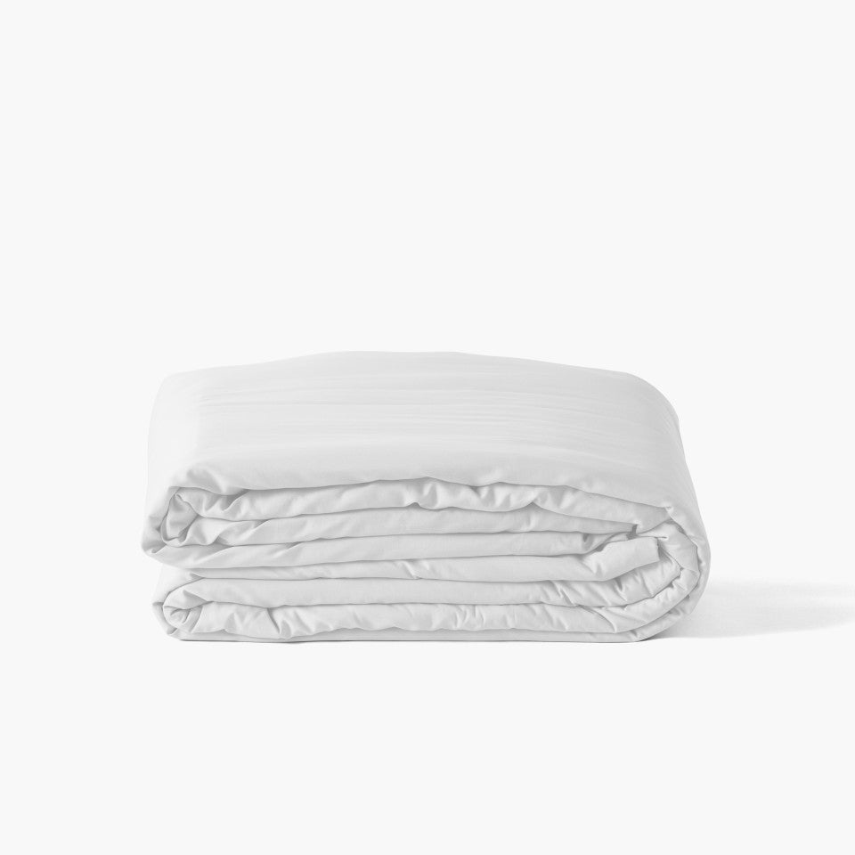 Quartz Organic Washed Satin Cotton Duvet Cover in White