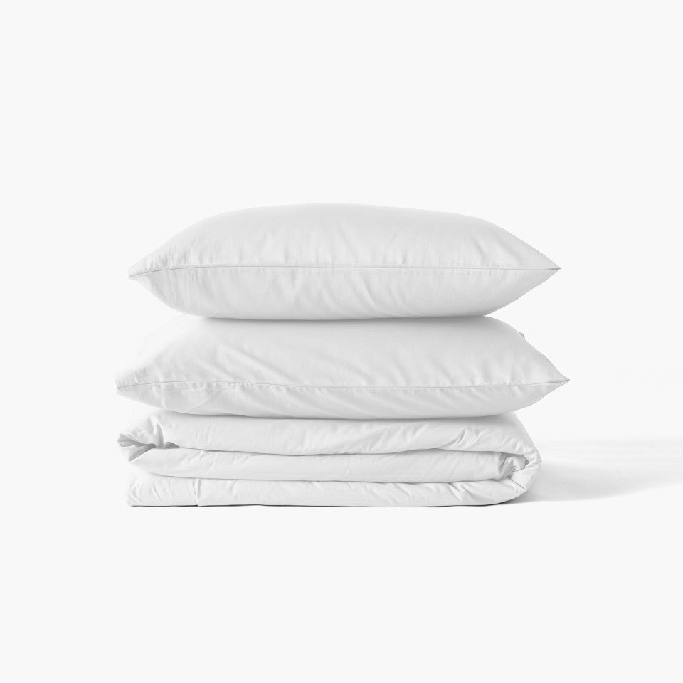 Quartz Organic Washed Satin Cotton Duvet Cover in White