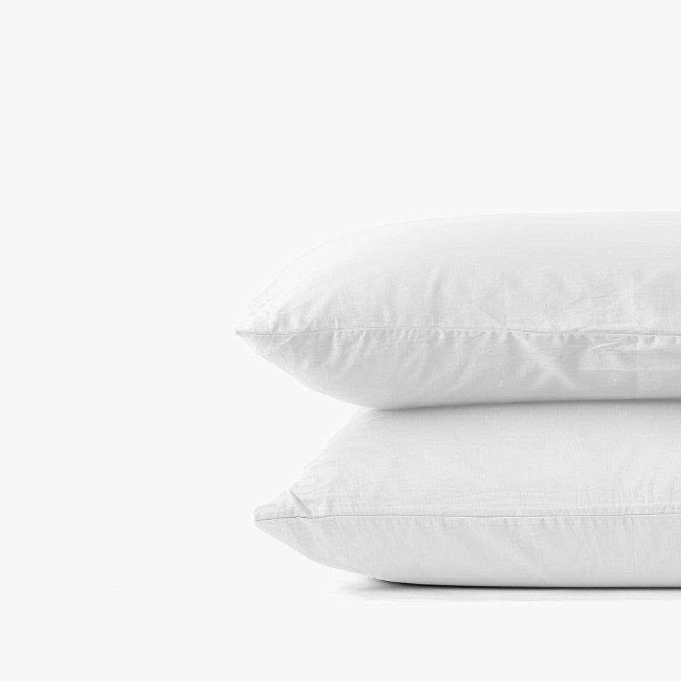 Quartz Organic Washed Satin Cotton Square Pillowcase in White