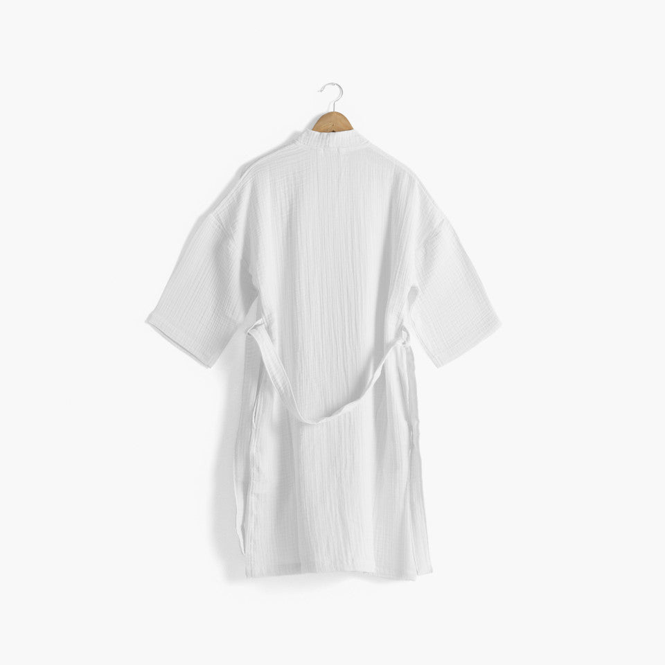 Women's natural white organic cotton gauze bathrobe