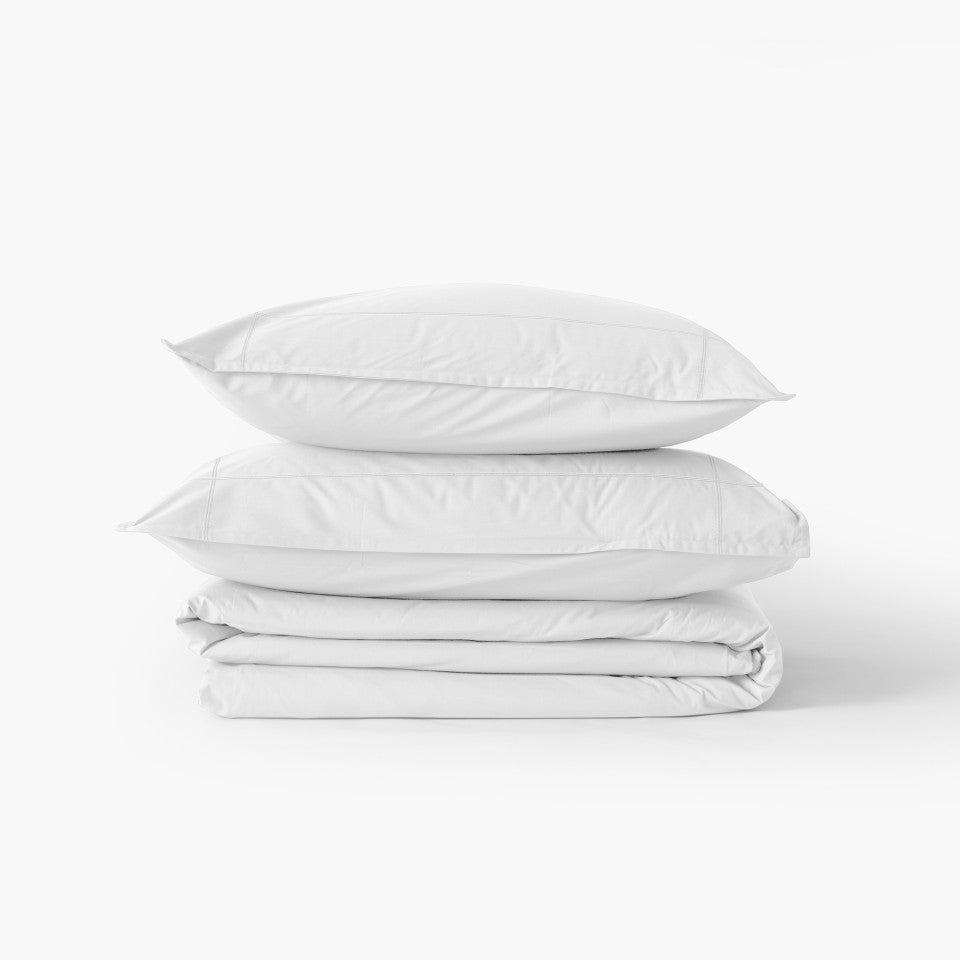 Neo white cotton percale duvet cover