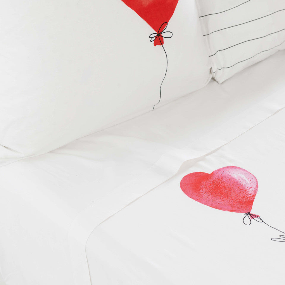 MONAMOUR Heart-printed cotton percale duvet cover