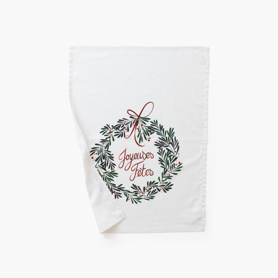 TRADITION cotton kitchen towel with ecru print