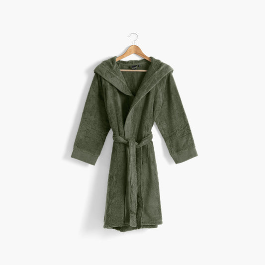 HUGO cotton teen's hooded bathrobe khaki