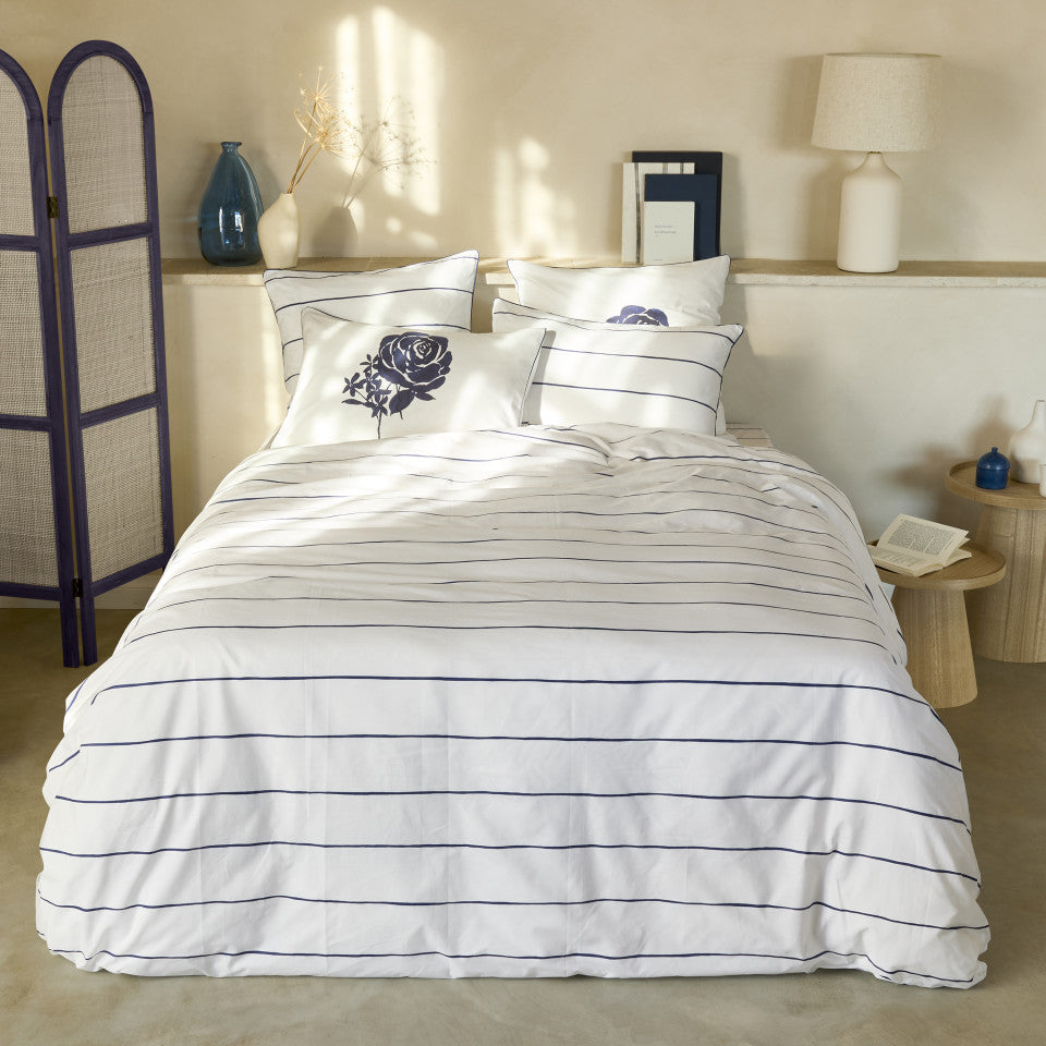 Rosablue cotton reversible duvet cover