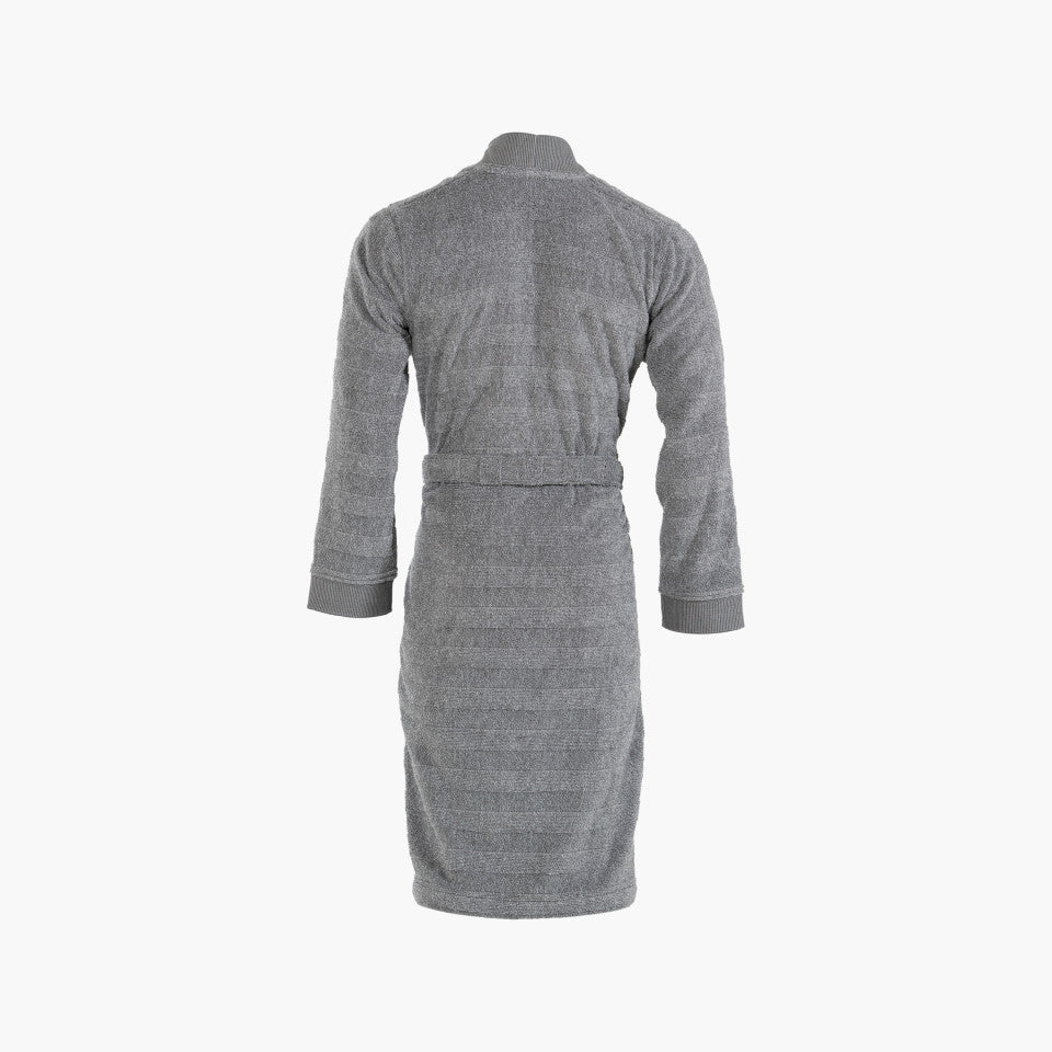 Men robe grey kimono collar Grizzli in cotton