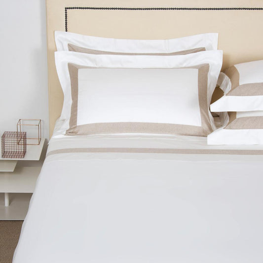 ARTISANAL sateen cotton full bed set white/beige