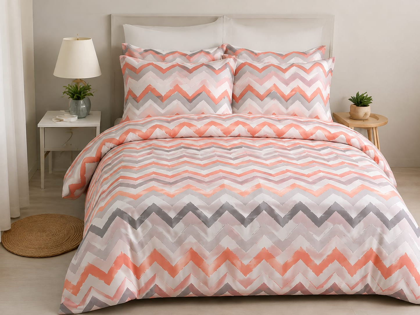 Chevron Zigzag Pattern Signature Bed Set