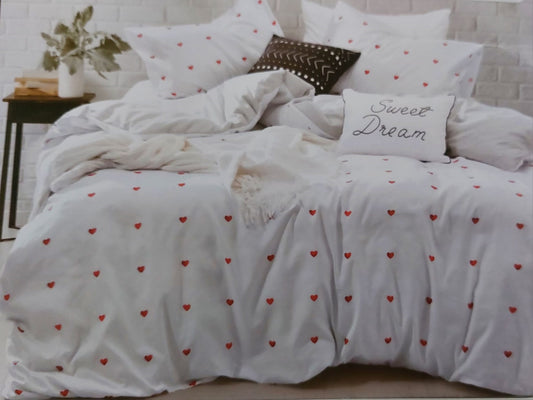 W&M Heart sateen cotton full bed set