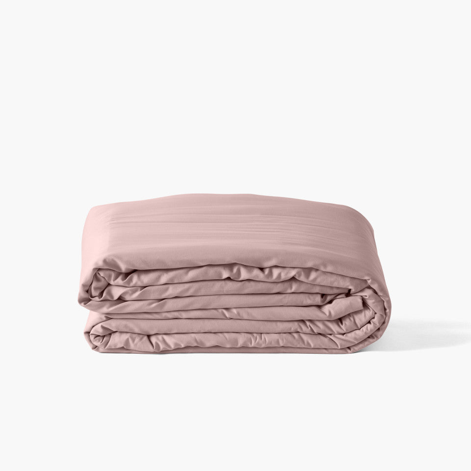Quartz blush organic washed cotton satin duvet cover