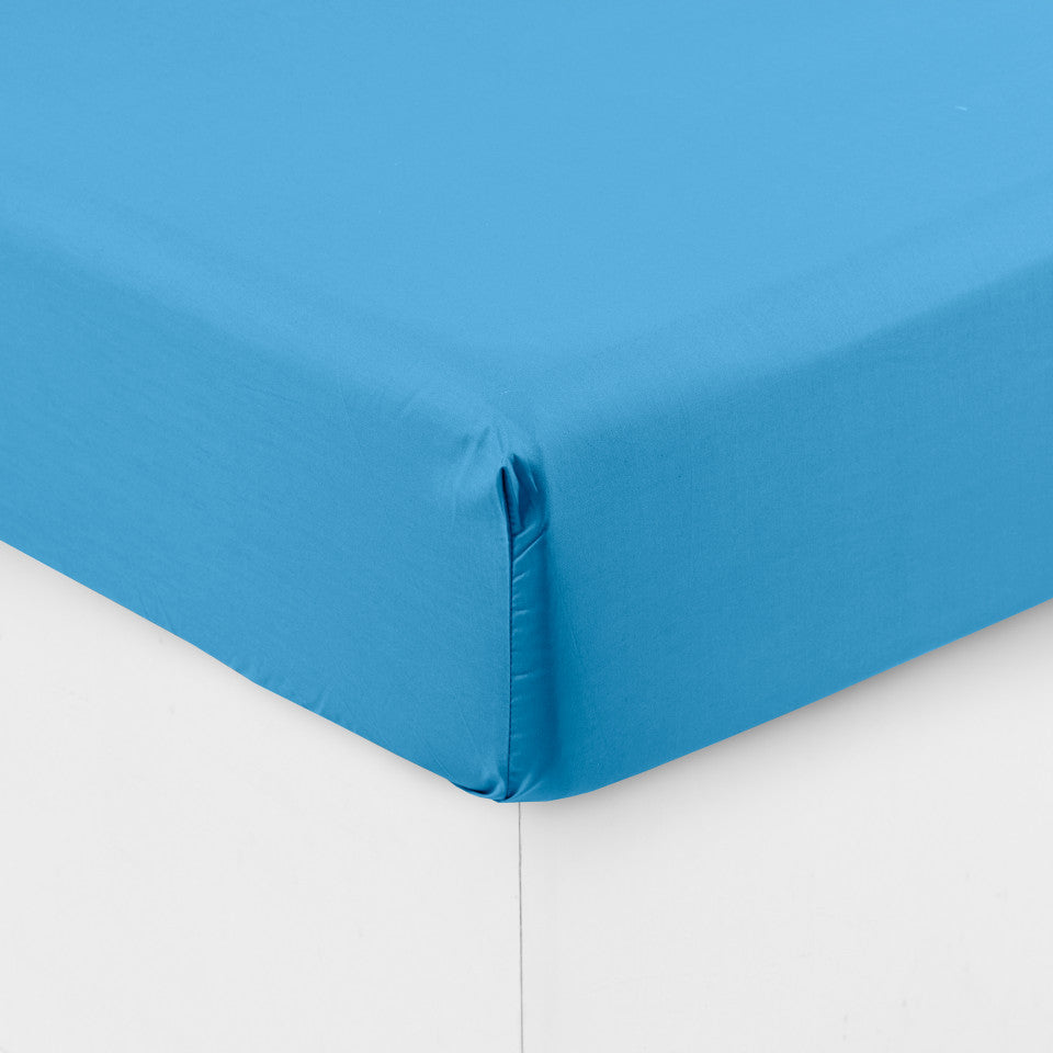 Neo azure cotton percale fitted sheet