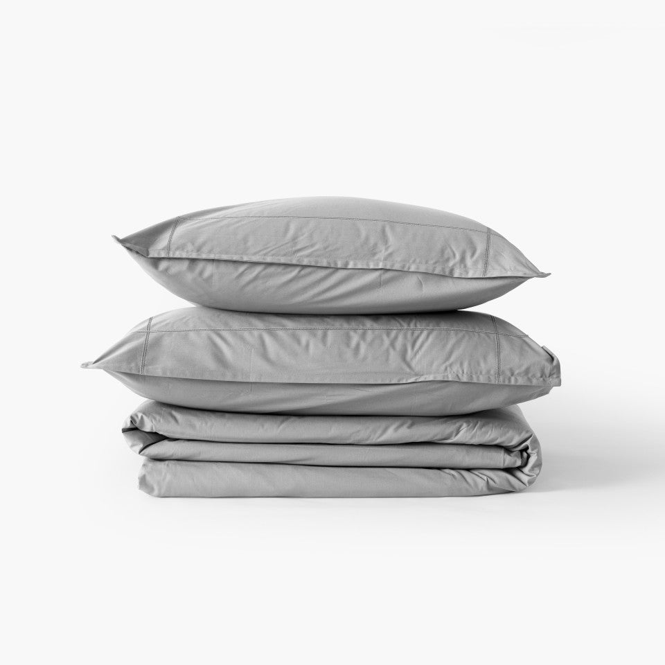 NEO grey percale cotton duvet cover
