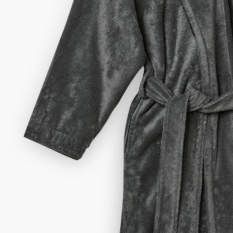 Sasha unisex bathrobe in Basalt and black cotton