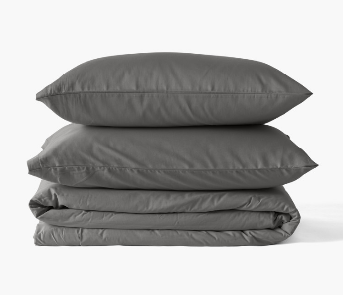 QUARTZ organic washed cotton satin duvet cover galet