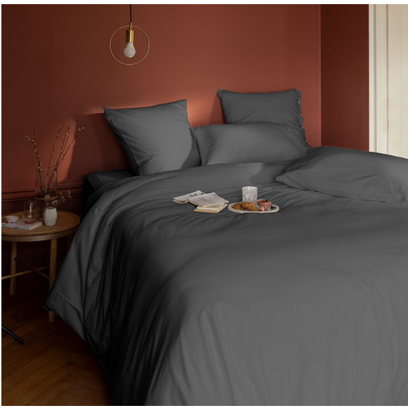 QUARTZ organic washed cotton satin duvet cover galet