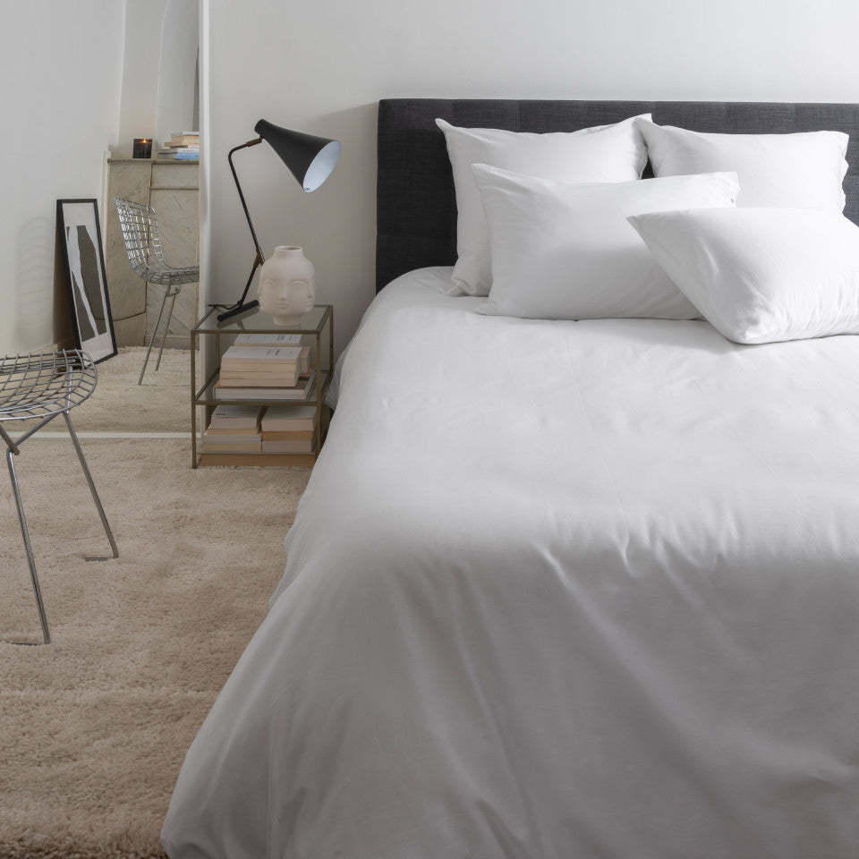 Quartz Organic Washed Satin Cotton Duvet Cover in White