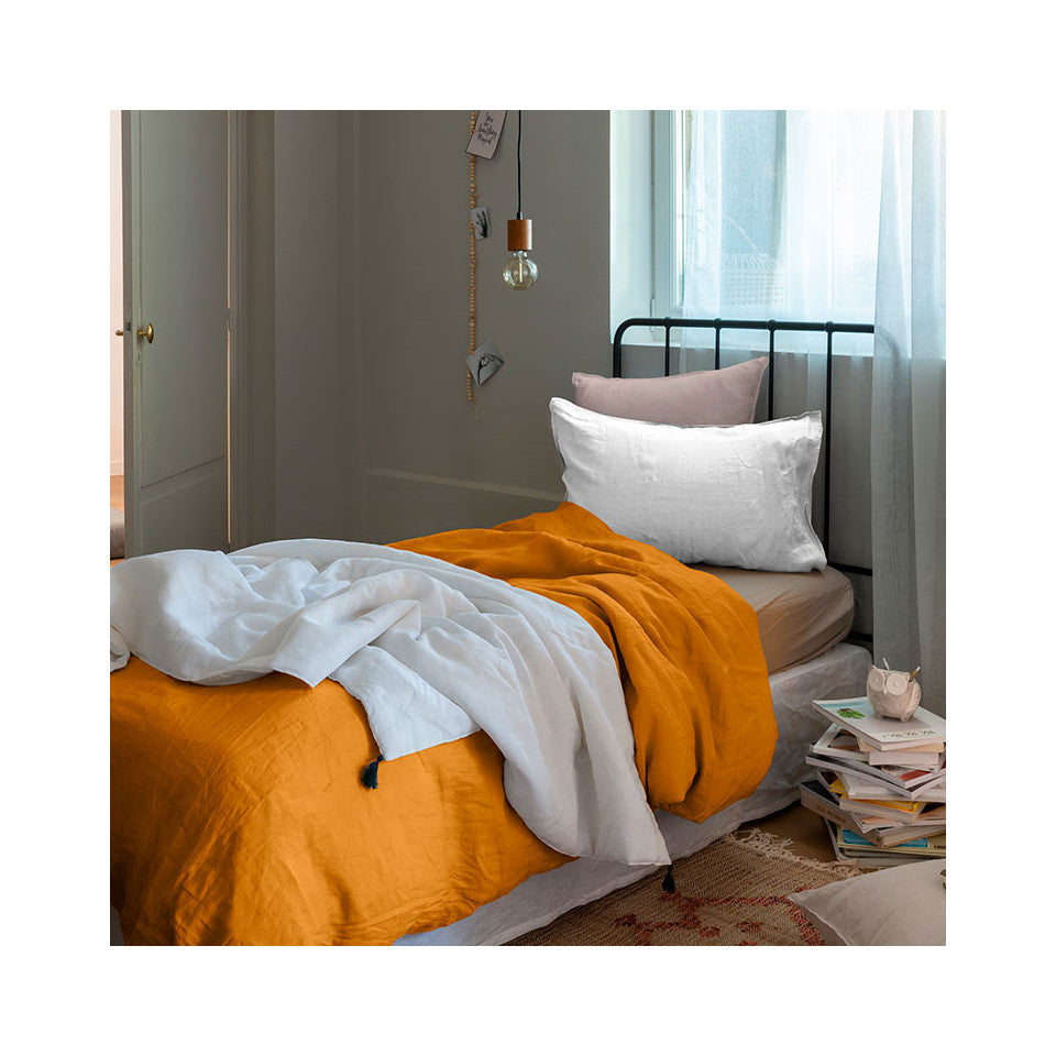 SONGE turmerric washed linen and cotton duvet cover