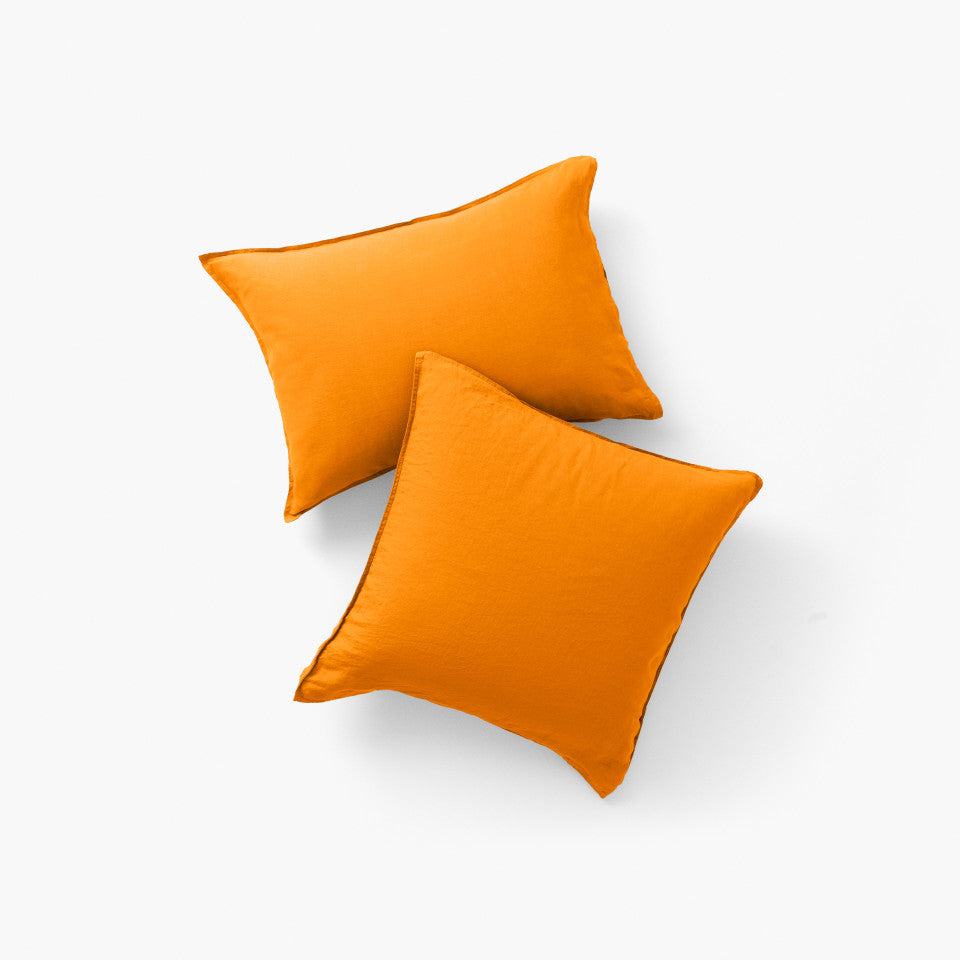 Songe turmeric washed linen square pillowcase