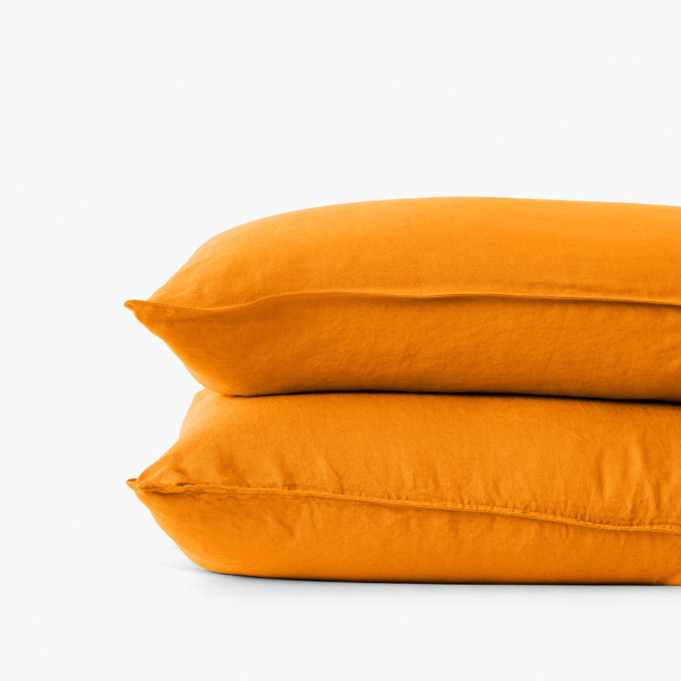 Songe turmeric washed linen square pillowcase
