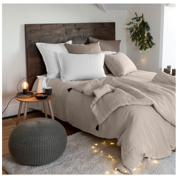 SONGE washed linen and cotton quilt anthracite