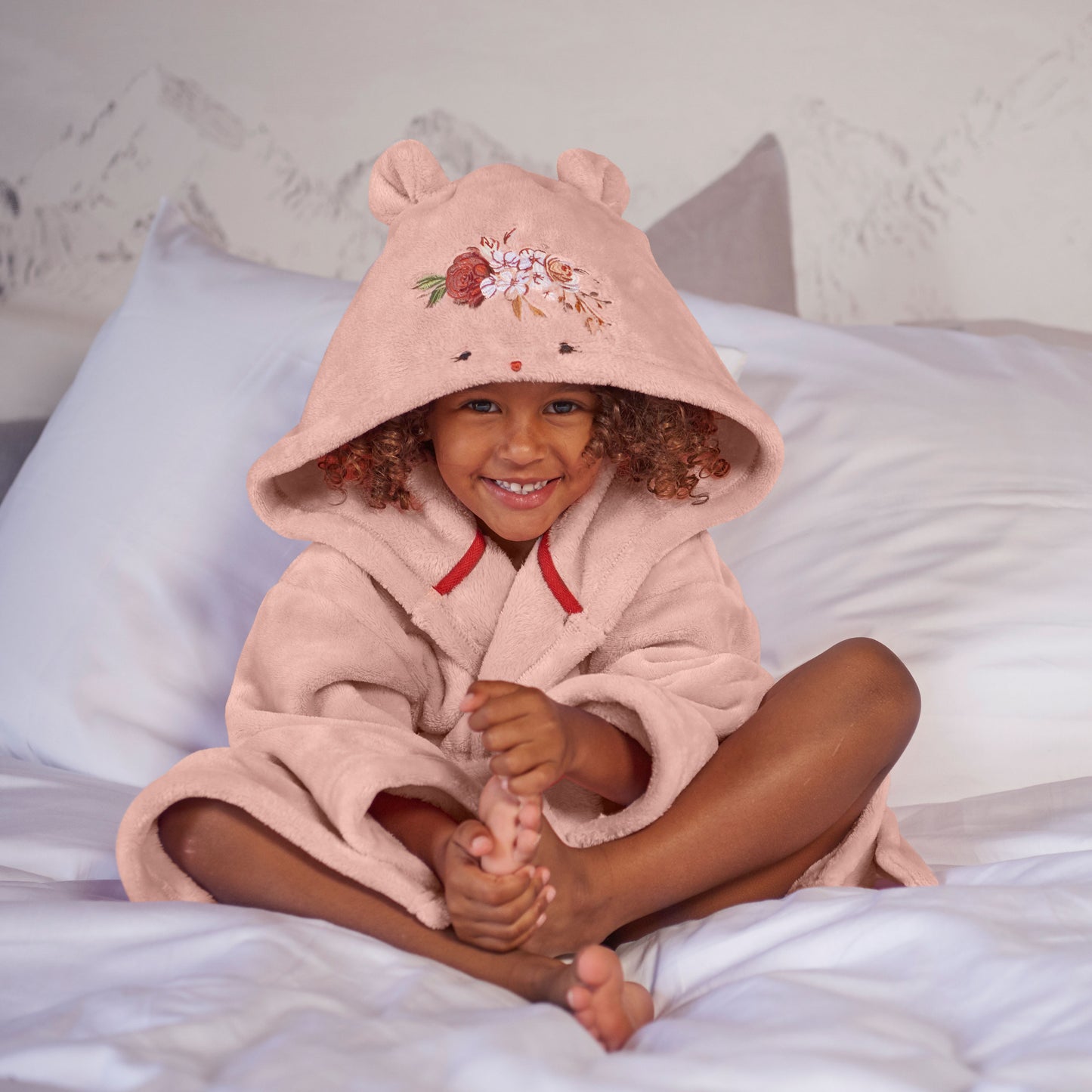 SWEETFUL pink hooded home robe for kids