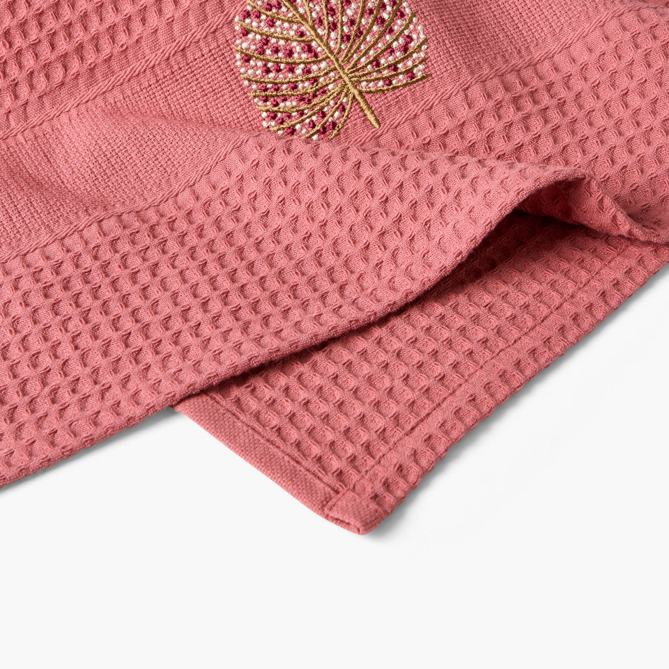 Honeycomb cotton tea towel, Volupté rosewood