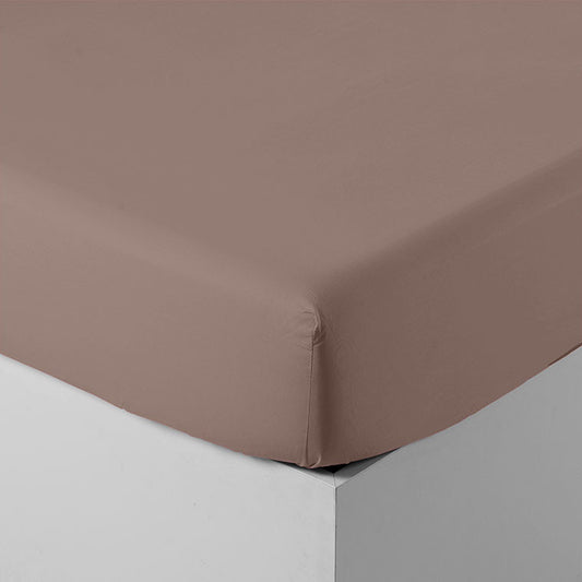 NEO taupe fitted sheet percale cotton