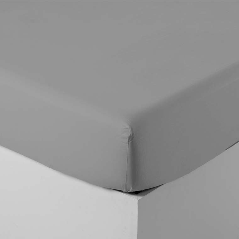 NEO gris fitted sheet percale cotton