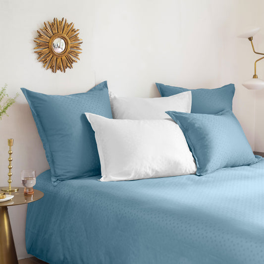 Prestige mother-of-pearl polka dot and stripe jacquard cotton satin duvet cover