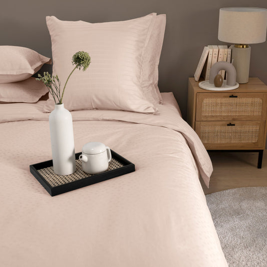 Prestige mother-of-pearl polka dot and stripe jacquard cotton satin duvet cover