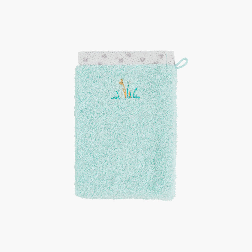 Organic cotton wash mitt Devine celadon