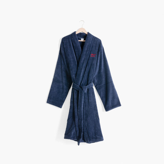 Men's cotton bathrobe with kimono collar Amours navy