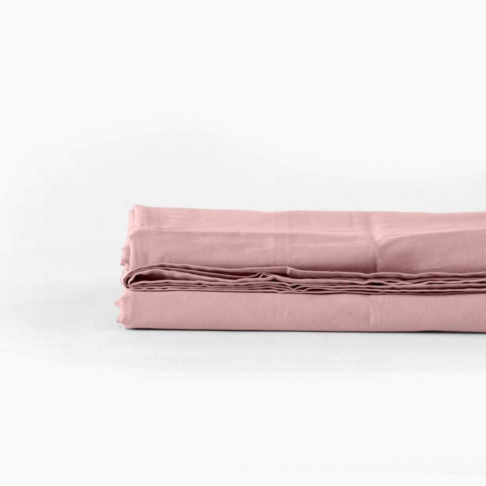 Quartz blush organic washed cotton sateen bed sheet