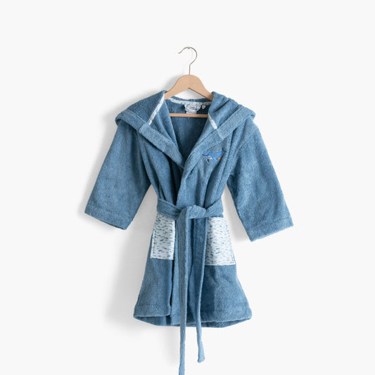 Océanos Indigo cotton hooded children's bathrobe