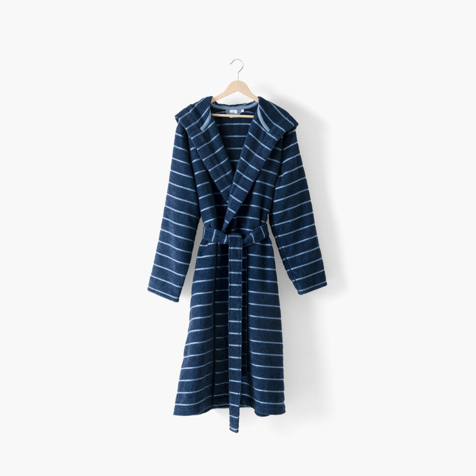 Hypnotic navy cotton hooded men's bathrobe