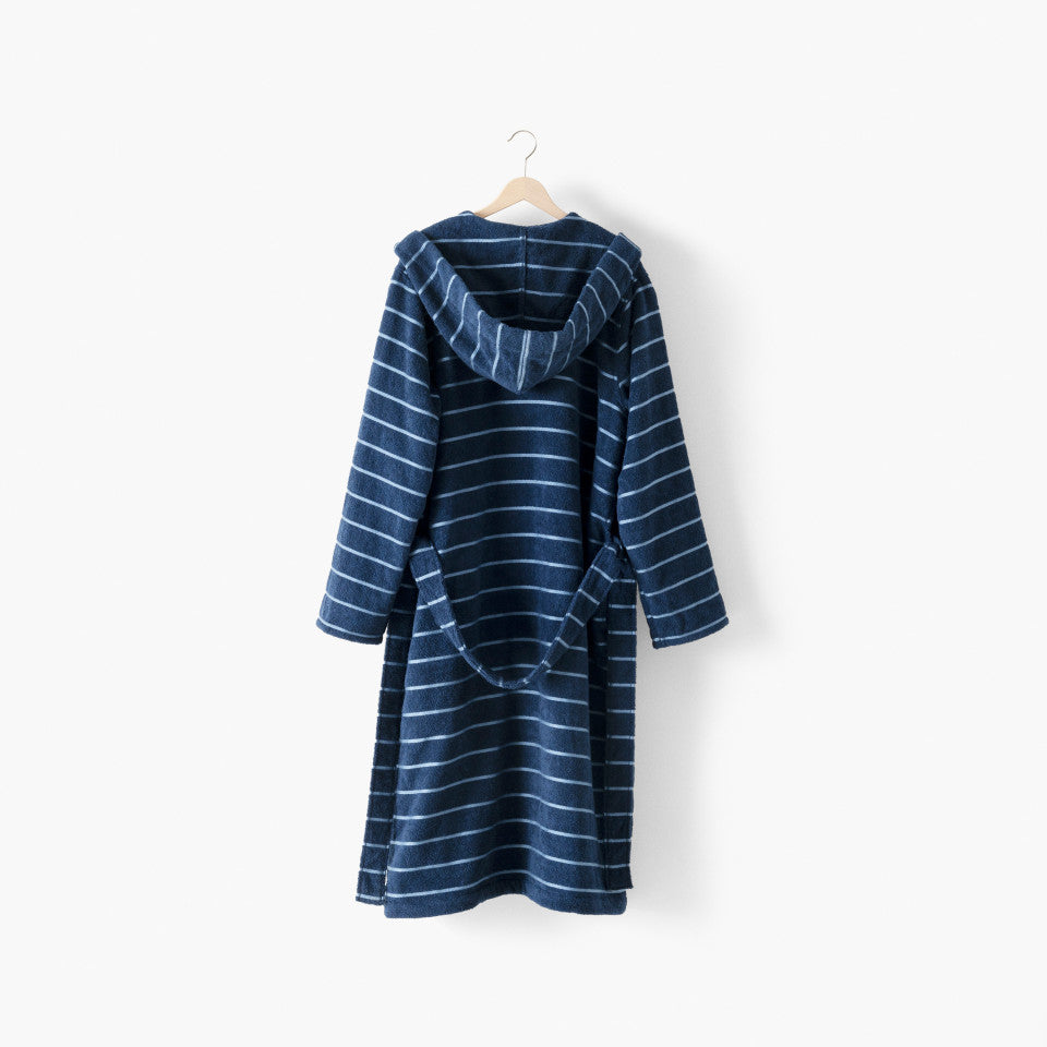 Hypnotic navy cotton hooded men's bathrobe