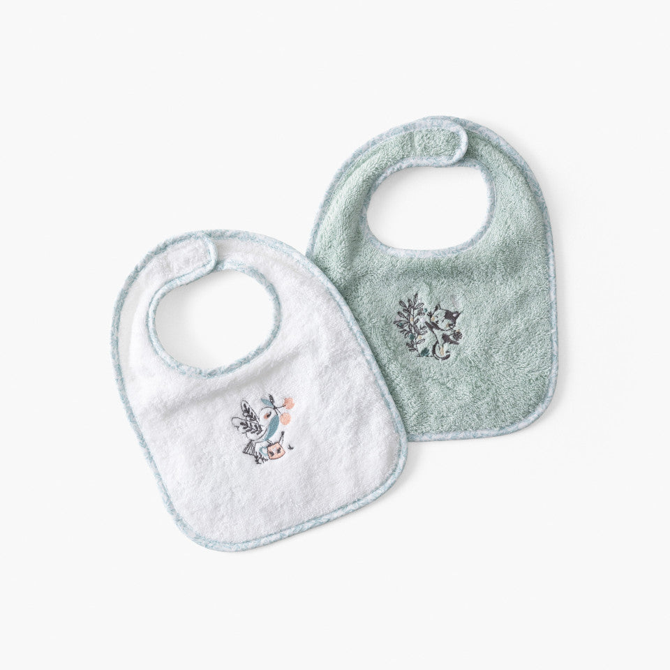 Mini organic cotton bib Jardine almond