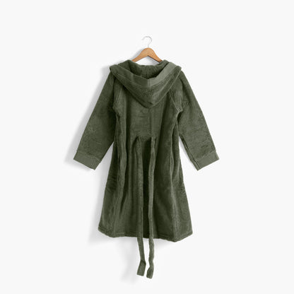 HUGO cotton teen's hooded bathrobe khaki