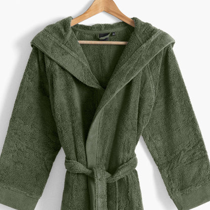 HUGO cotton teen's hooded bathrobe khaki