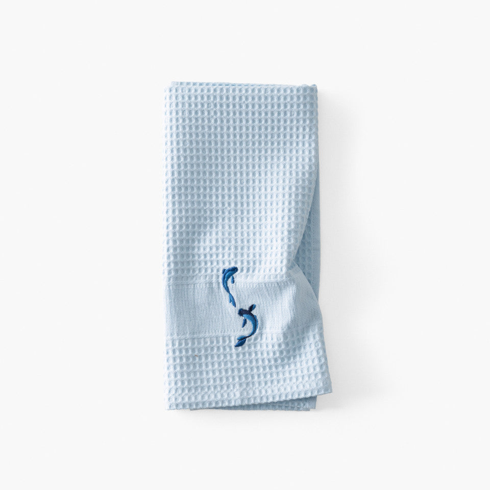 Symphony indigo honeycomb cotton tea towel