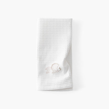 Mykonos white honeycomb cotton tea towel