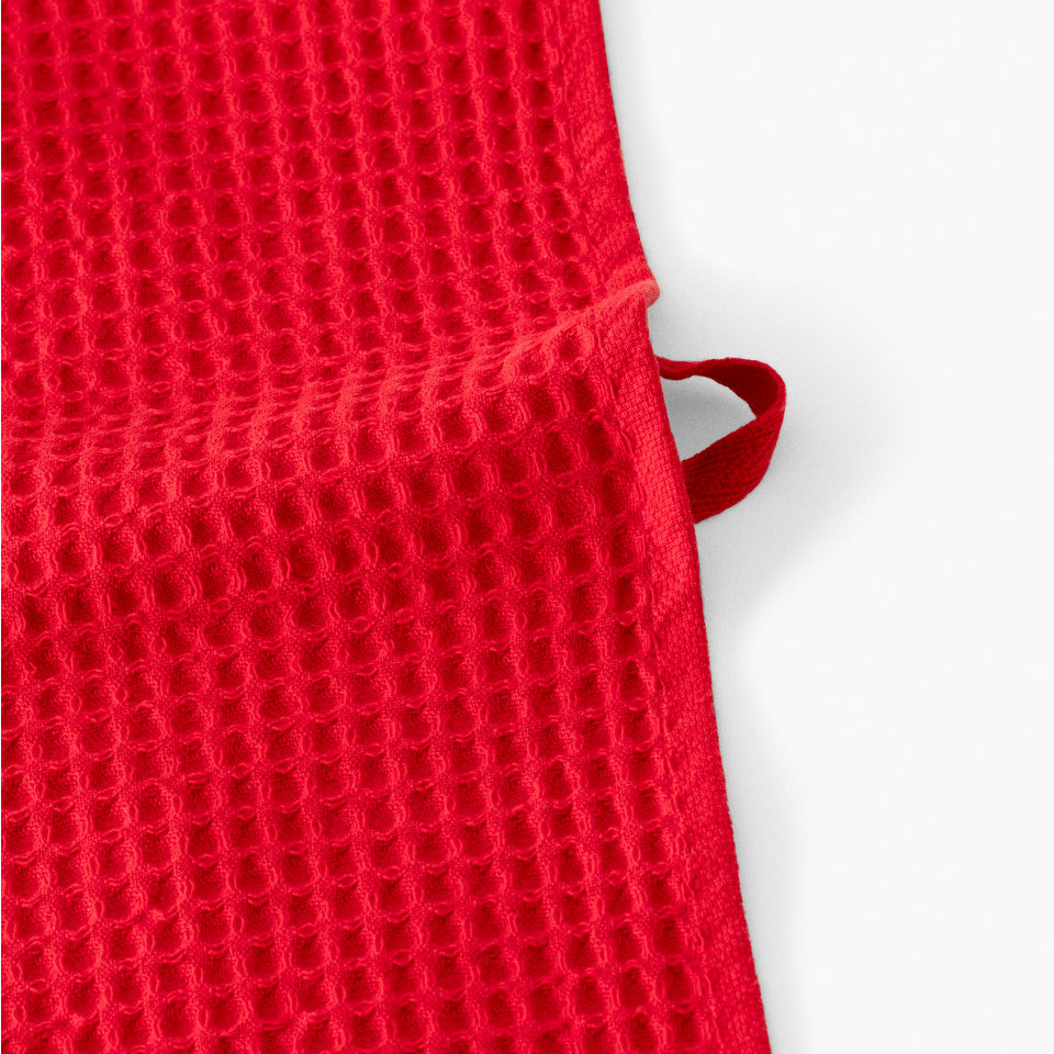 Aime red honeycomb cotton tea towel