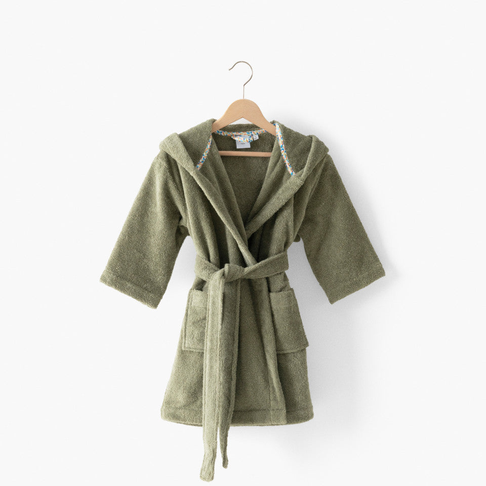 Playful khaki cotton children's bathrobe