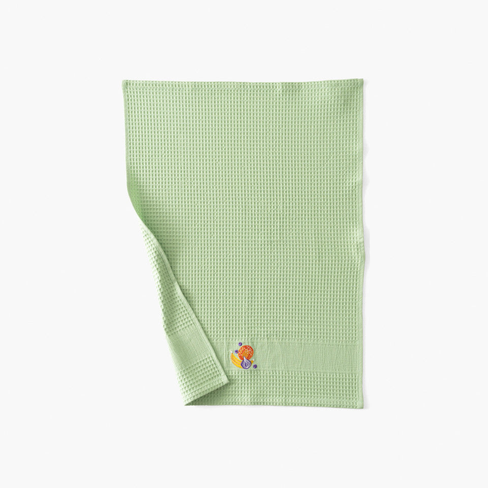 Joya honeycomb cotton tea towel, meadow green