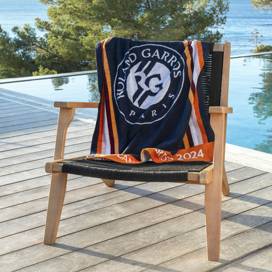 Roland-Garros 2024 navy blue organic cotton player beach towel