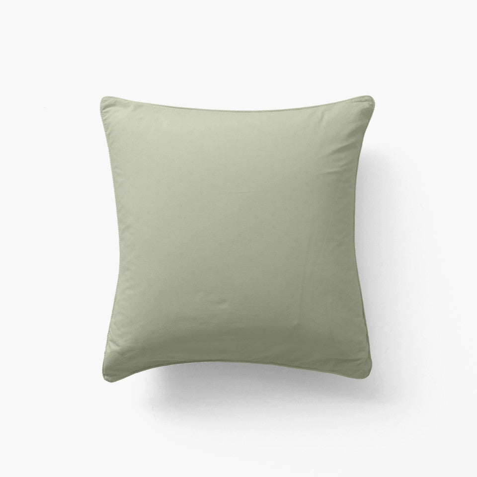 Pure organic washed cotton square pillowcase Sage Breath