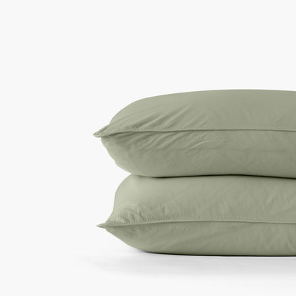 Pure organic washed cotton square pillowcase Sage Breath