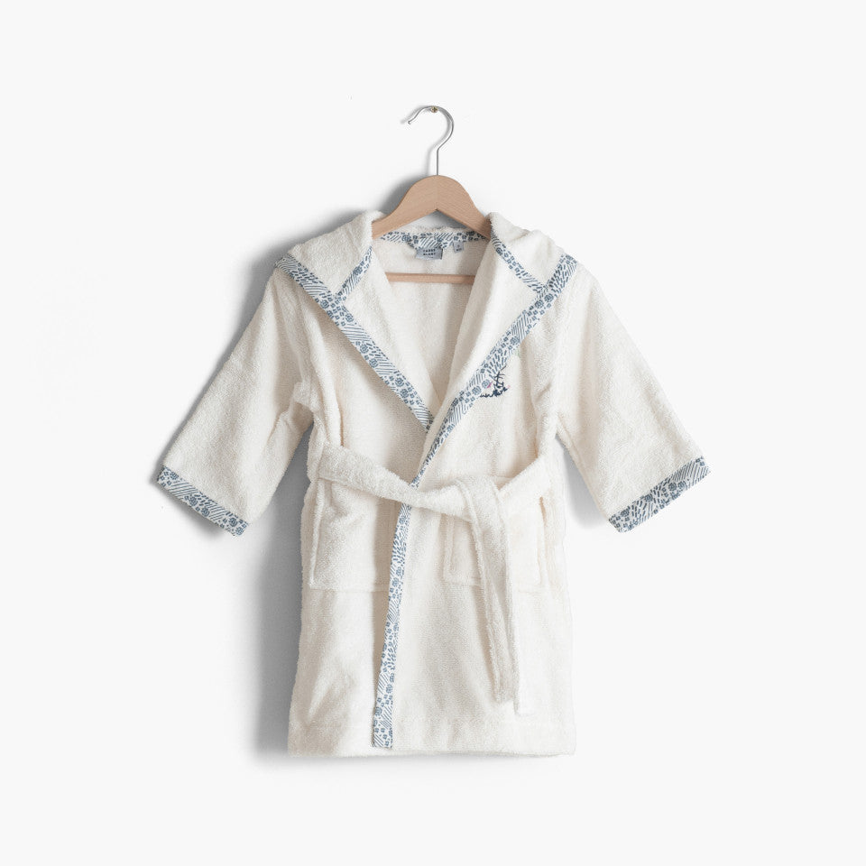 Dandine ivory organic cotton hooded children's bathrobe