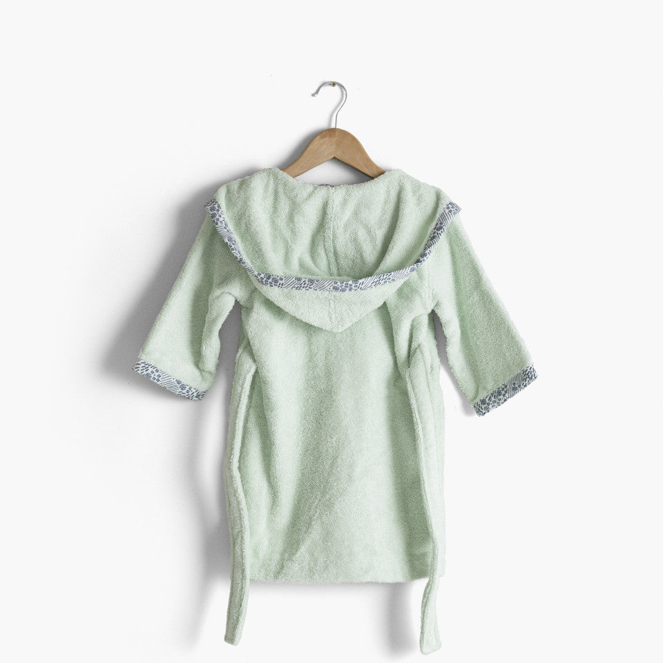 Dandine organic cotton hooded children's bathrobe in water green