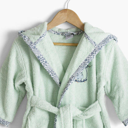 Dandine organic cotton hooded children's bathrobe in water green